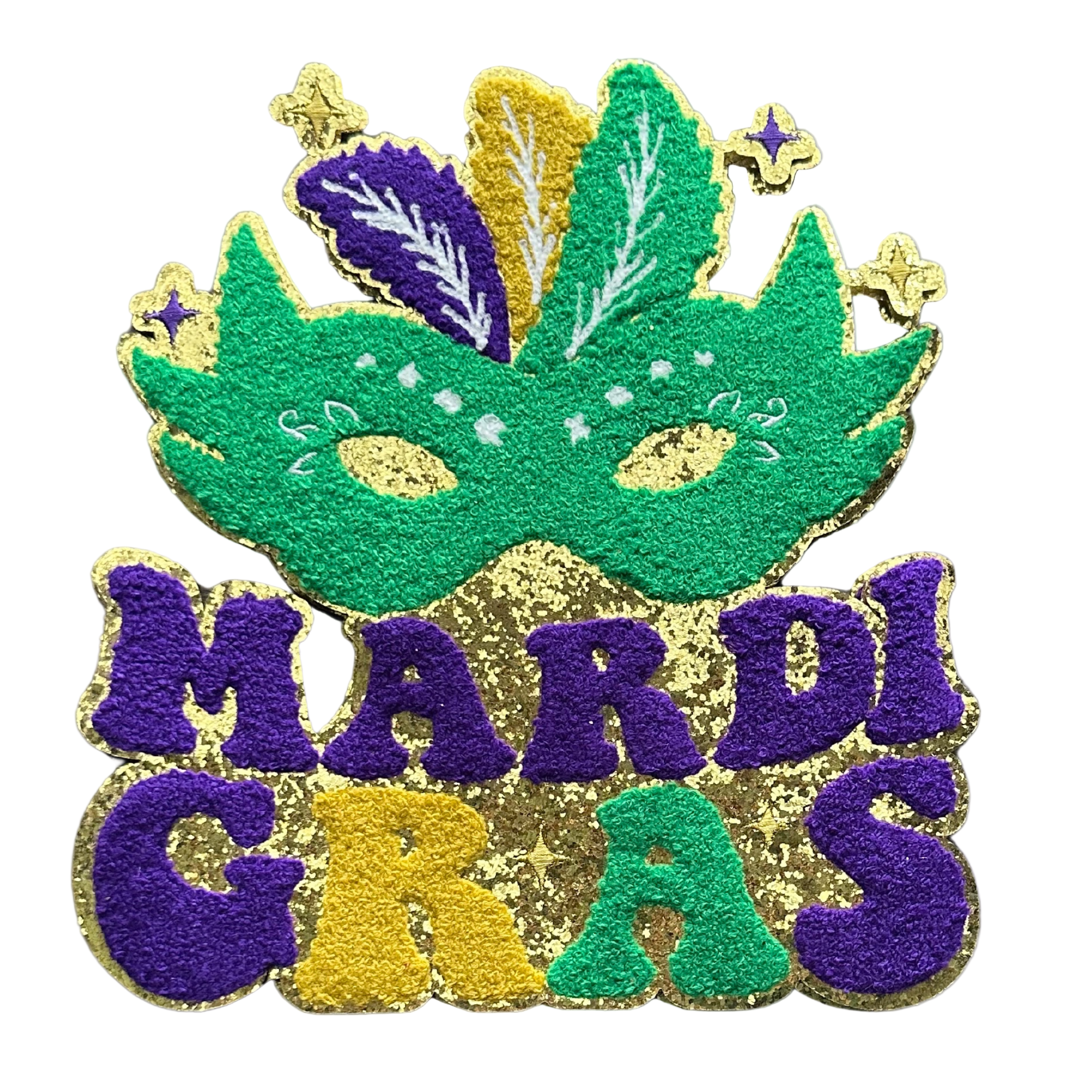 Mardi Gras Feather Mask Chenille Patch by Neptune Transfers