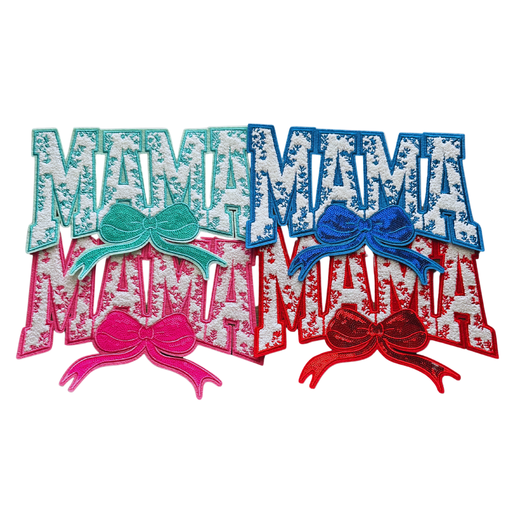 Mama Floral Bow Sequins and Chenille Patch by Neptune Transfers