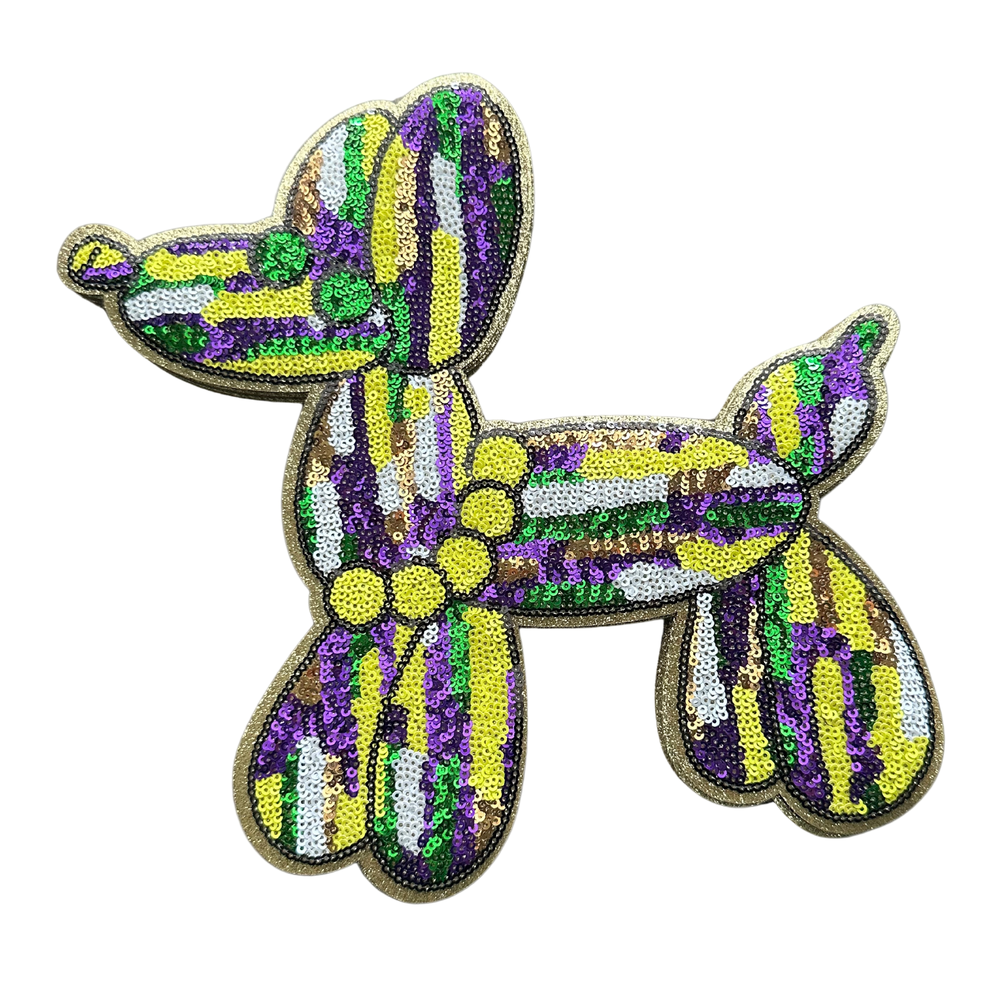 Mardi Gras Ballon Dog Sequins Patch by Neptune Transfers