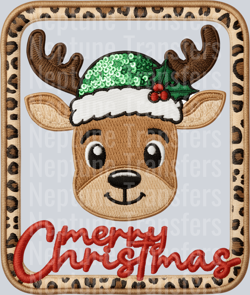 MERRY CHRISTMAS REINDEER LEOPARD FRAME