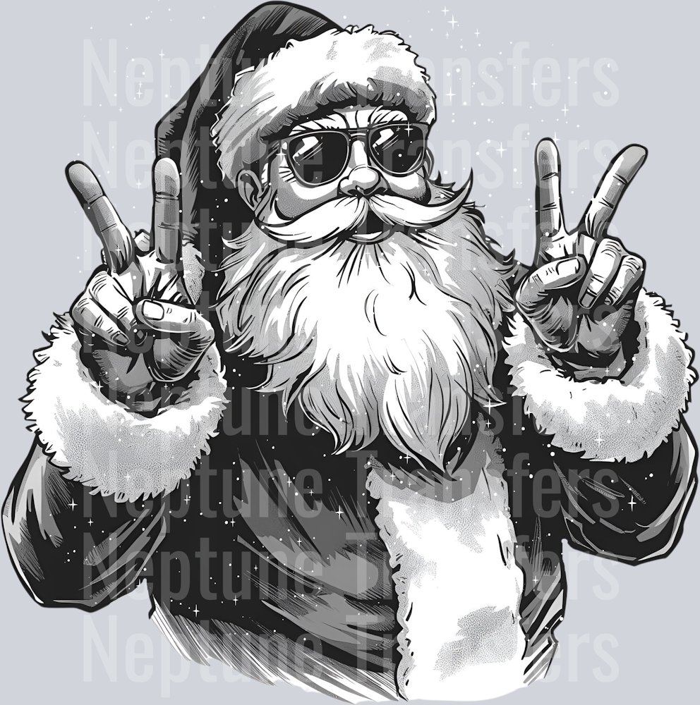 SANTA PEACE BLACK AND WHITE