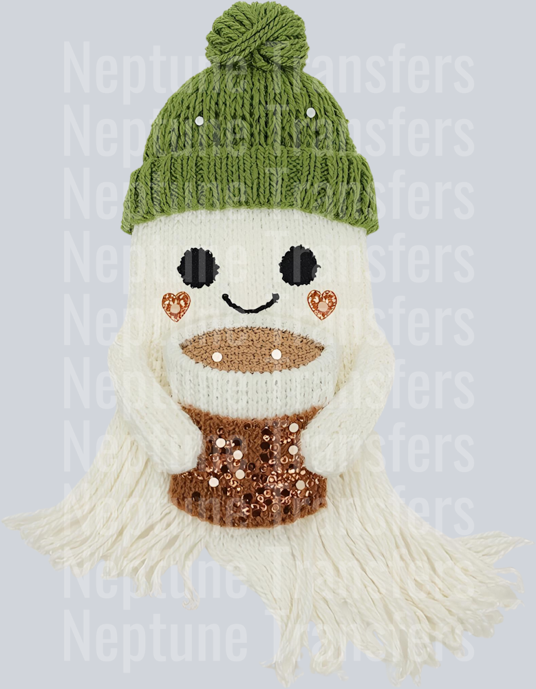 GHOST COFFEE GREEN HAT FAUX YARN