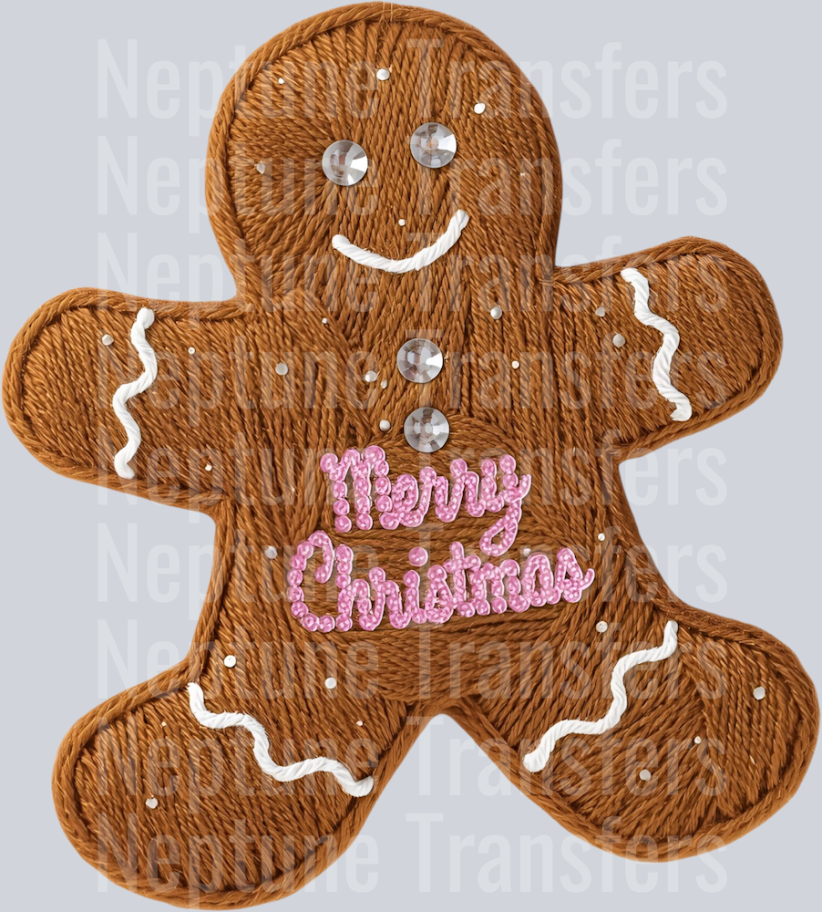MERRY CHRISTMAS GINGERBREAD FAUX YARN