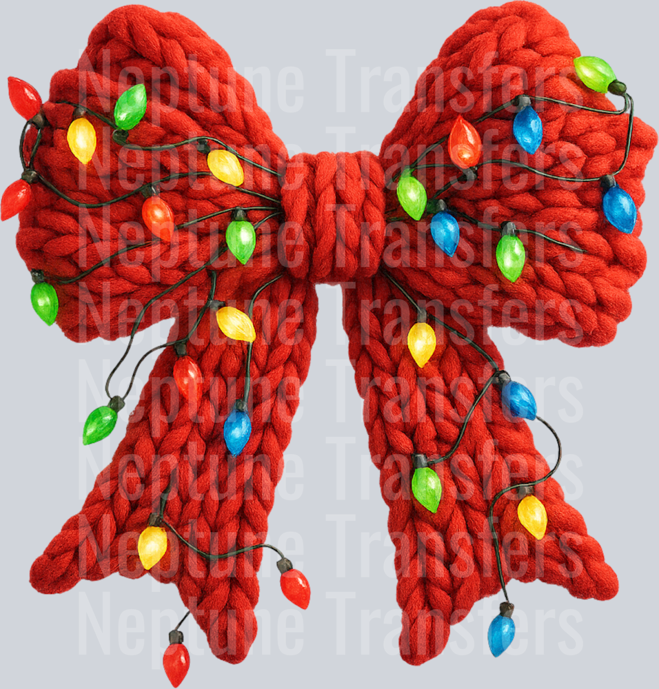 CHRISTMAS LIGHTS BOW RED