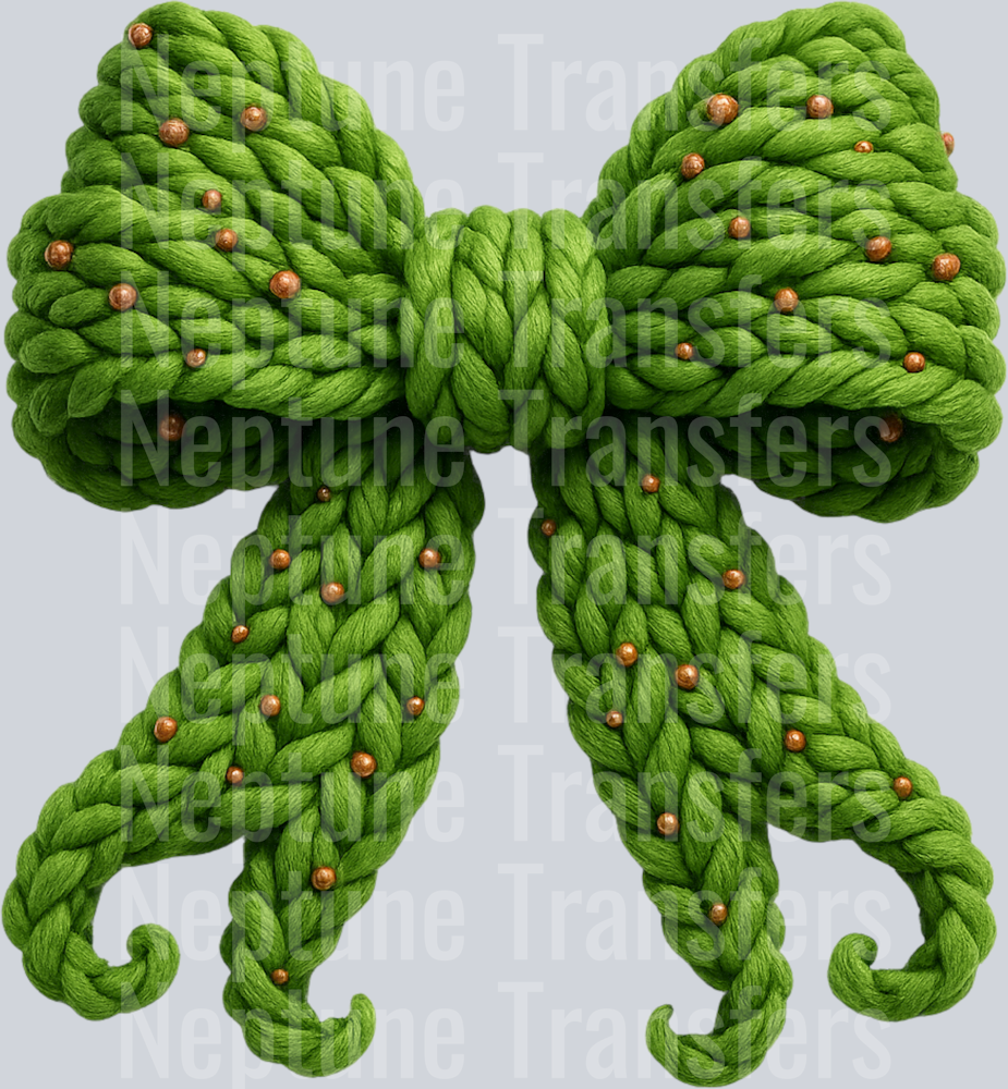 GREEN CHRISTMAS FAUX YARN BOW