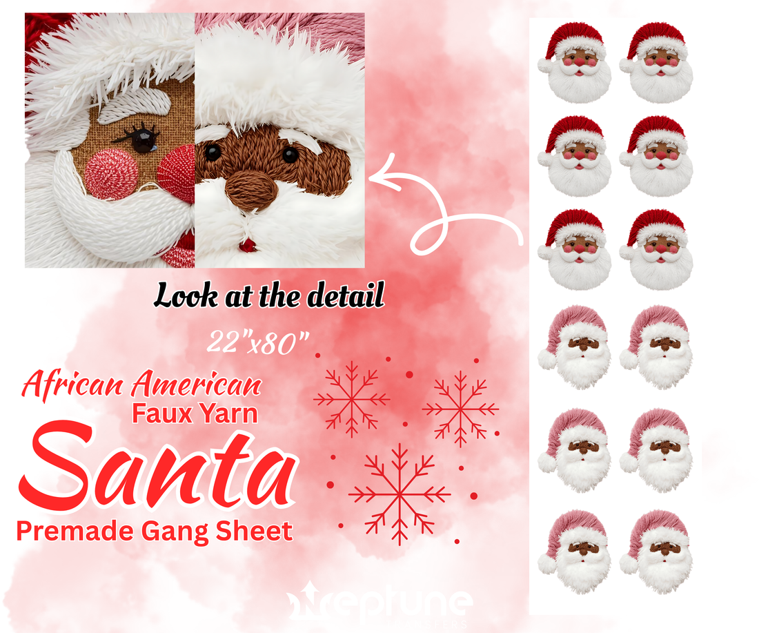 African American Faux Yarn Santa