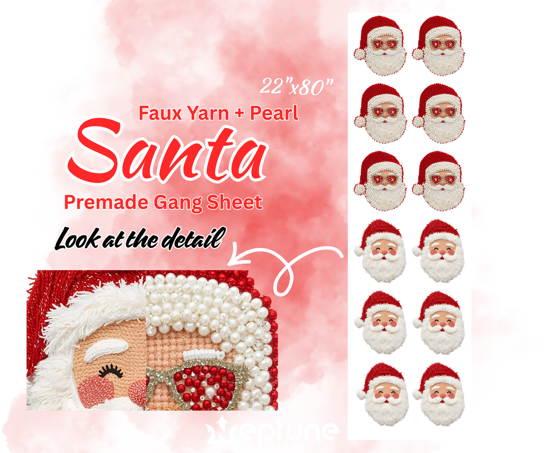 Faux Yarn and Pearl Santa