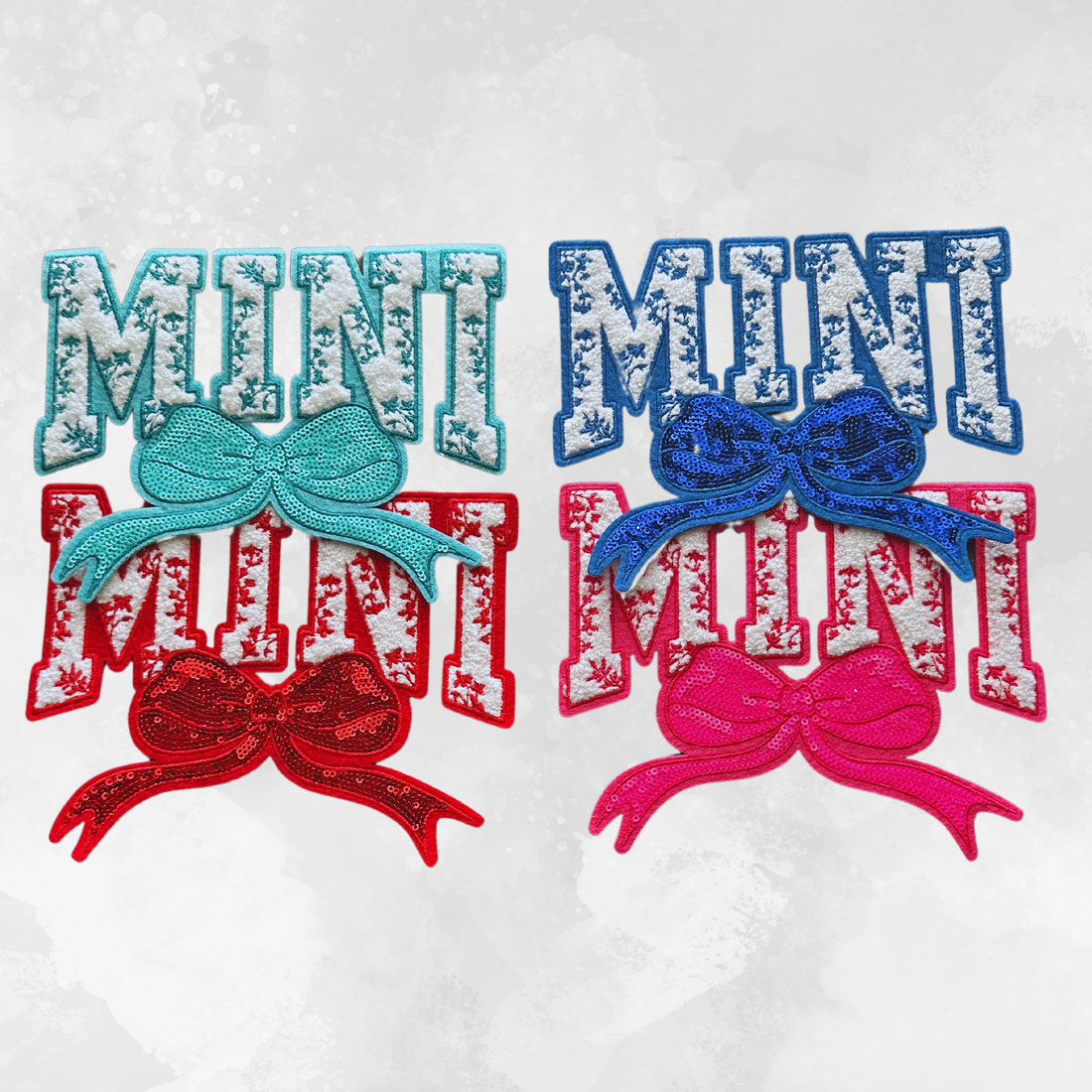 Mini Floral Bow Sequins and Chenille Patch