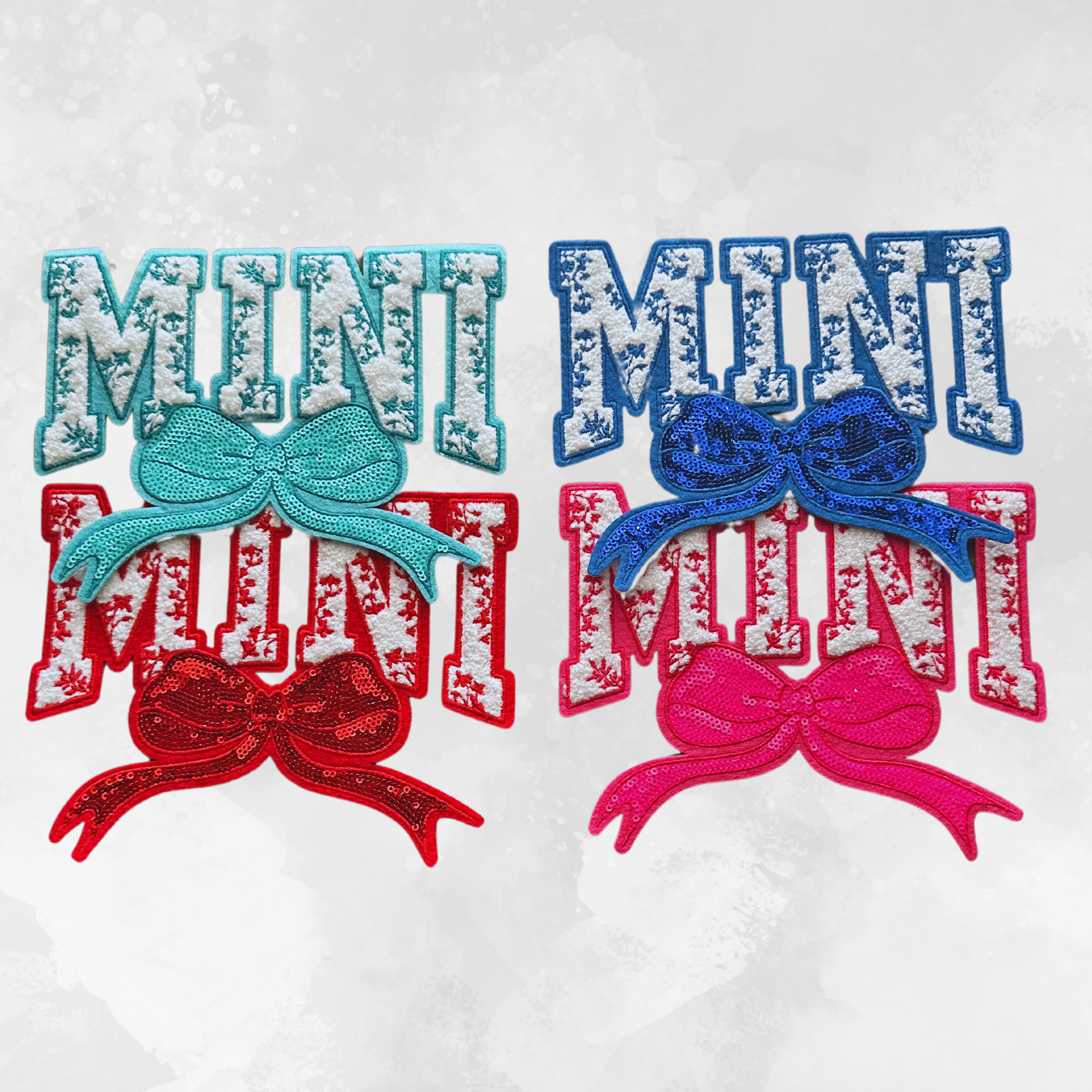 Mini Floral Bow Sequins and Chenille Patch