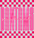 Graphic design featuring the word “BANTAMS” in tall, bold pink outlined letters with a lighter pink fill. The phrase “pink out” is written in a bright cursive script across the center. The background includes a hot pink and light pink checkerboard pattern on the top and bottom, creating a bold and spirited “Pink Out” theme.