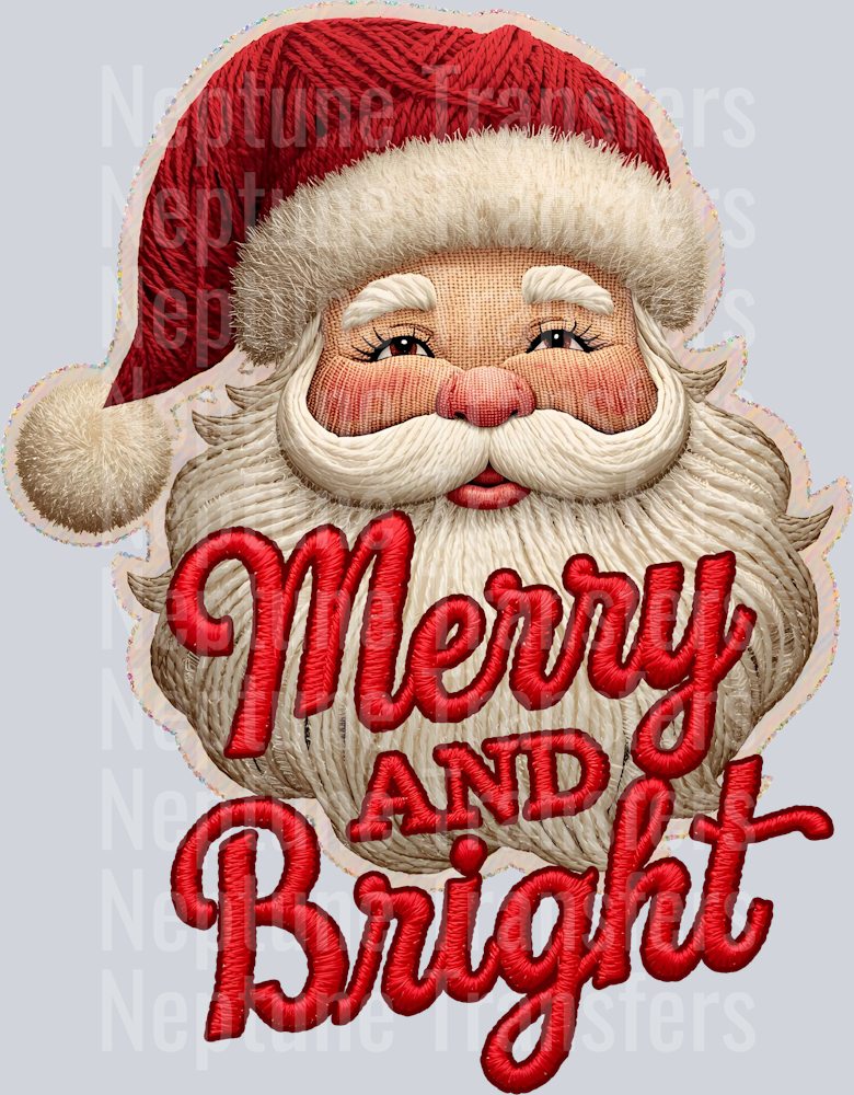 merry and bright faux yarn santa