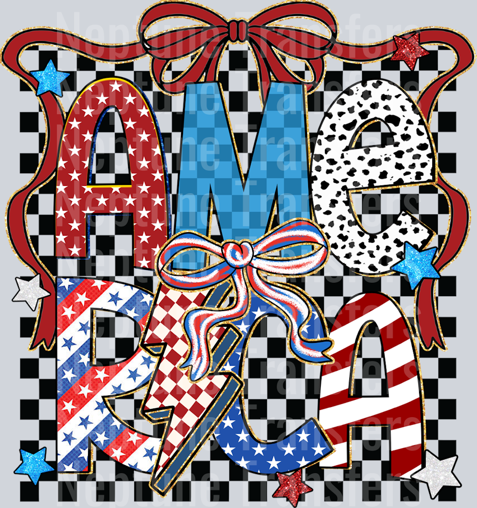 America Checkered Bow Coquette