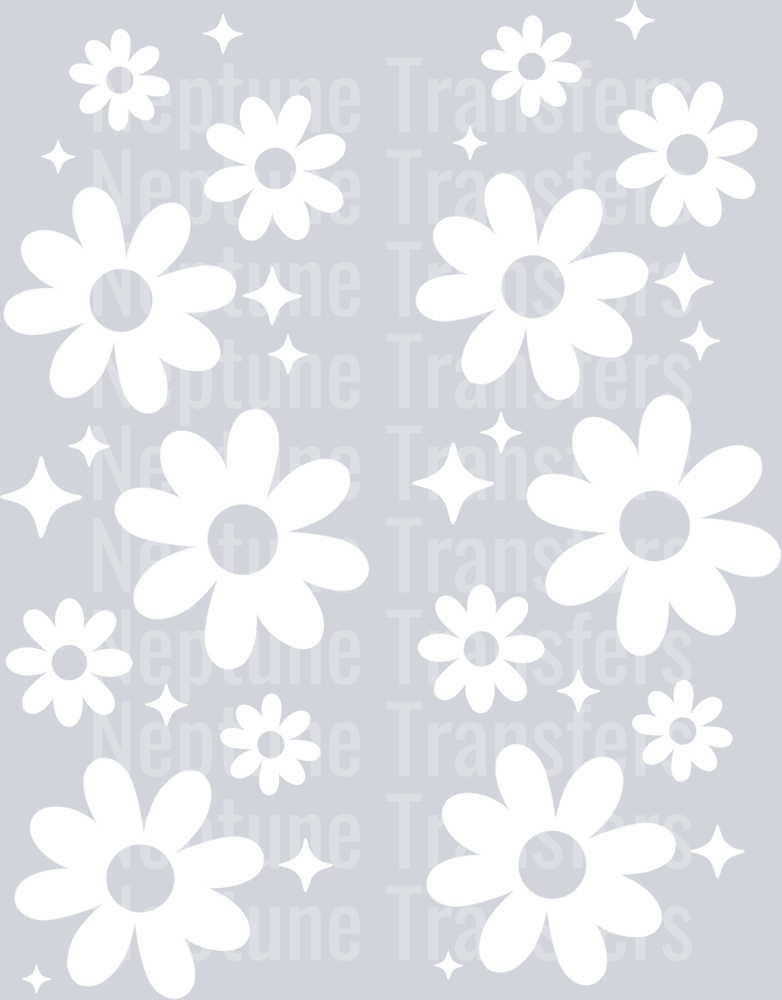 Single Color Floral Sleeves White