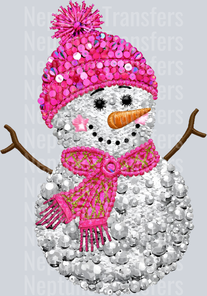 snowman pink diamond sequins