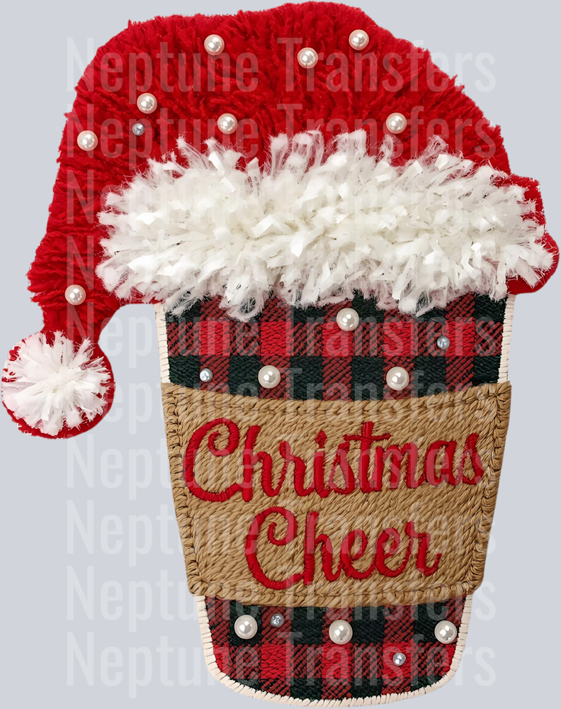 christmas cheer coffee faux yarn