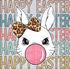 Happy Easter Bunny Bubblegum Leopard Bow