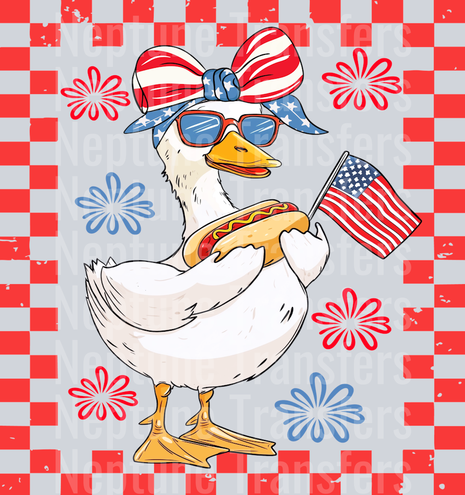 4th of July Goose with Bow Red