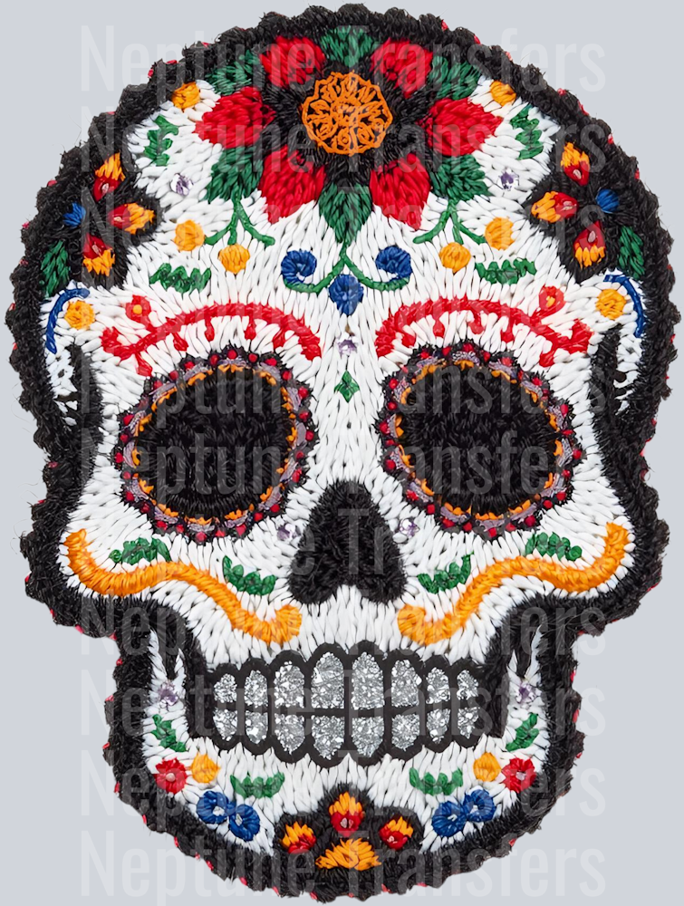black skull faux yarn
