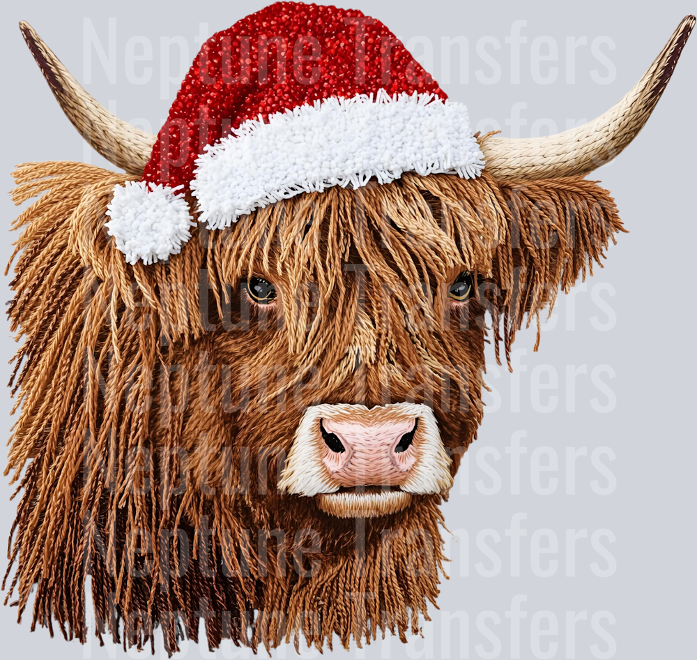christmas highland cow faux yarn
