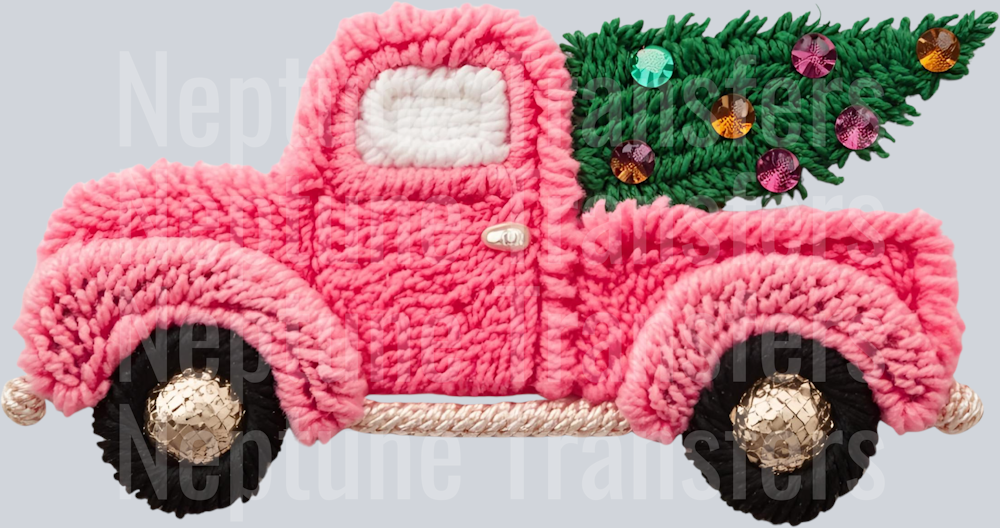 pink christmas truck faux yarn