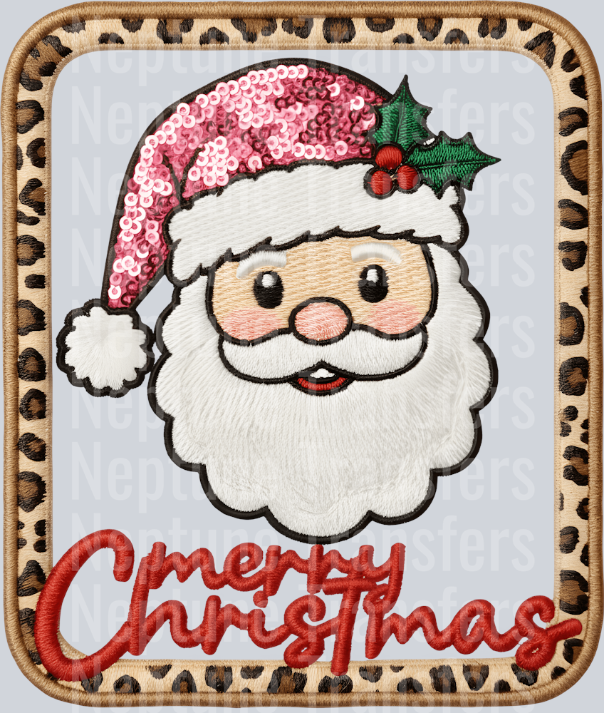 MERRY CHRISTMAS SANTA LEOPARD FRAME