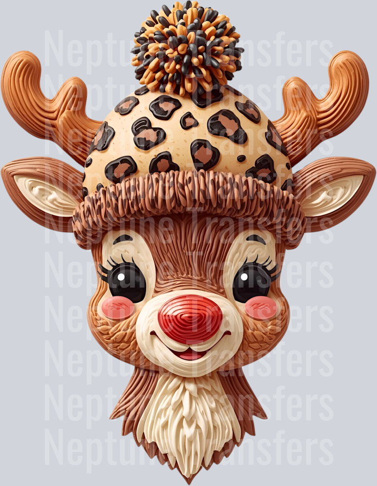 REINDEER LEOPARD HAT FAUX DETAIL
