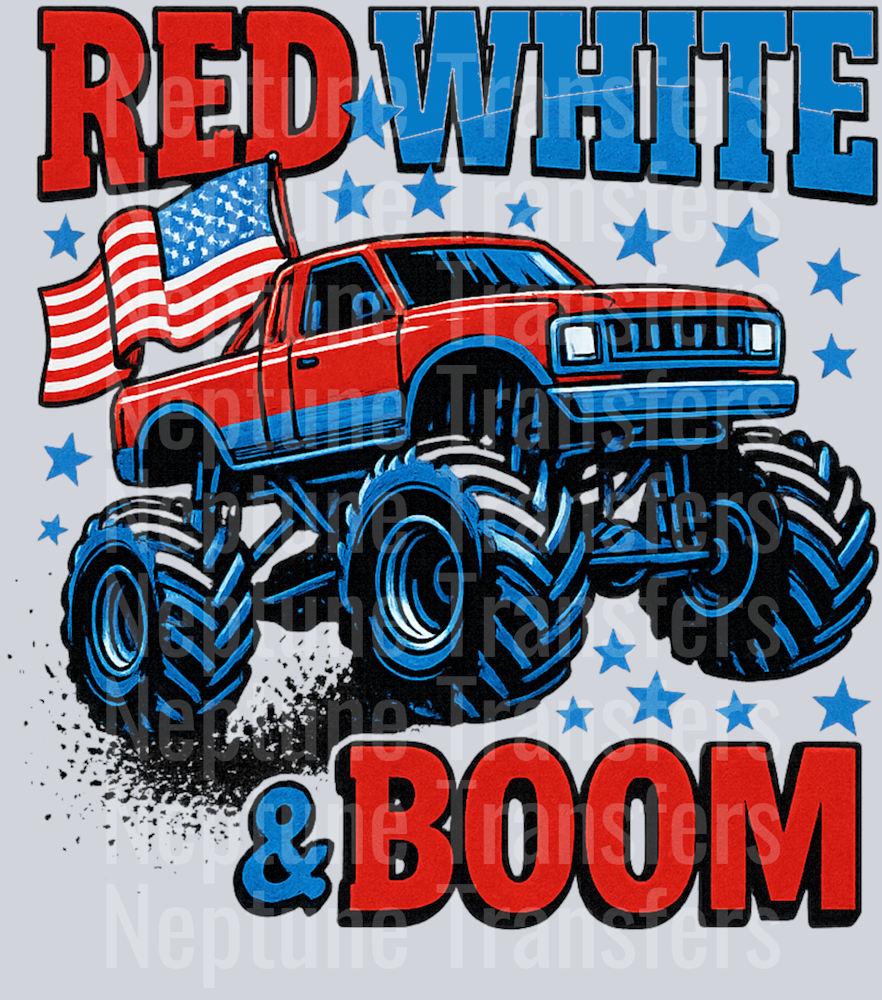 Red White Boom Truck