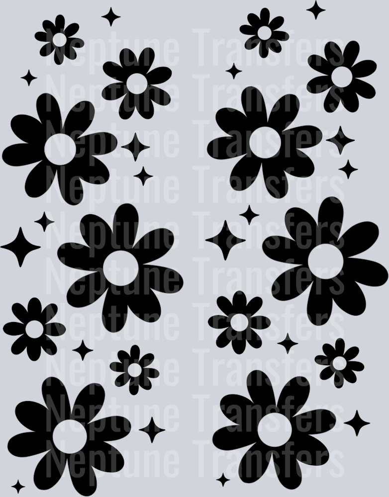 Single Color Floral Sleeves Black