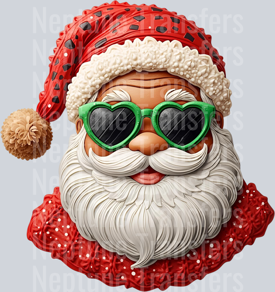 SANTA GREEN HEART GLASSES FAUX DETAILED