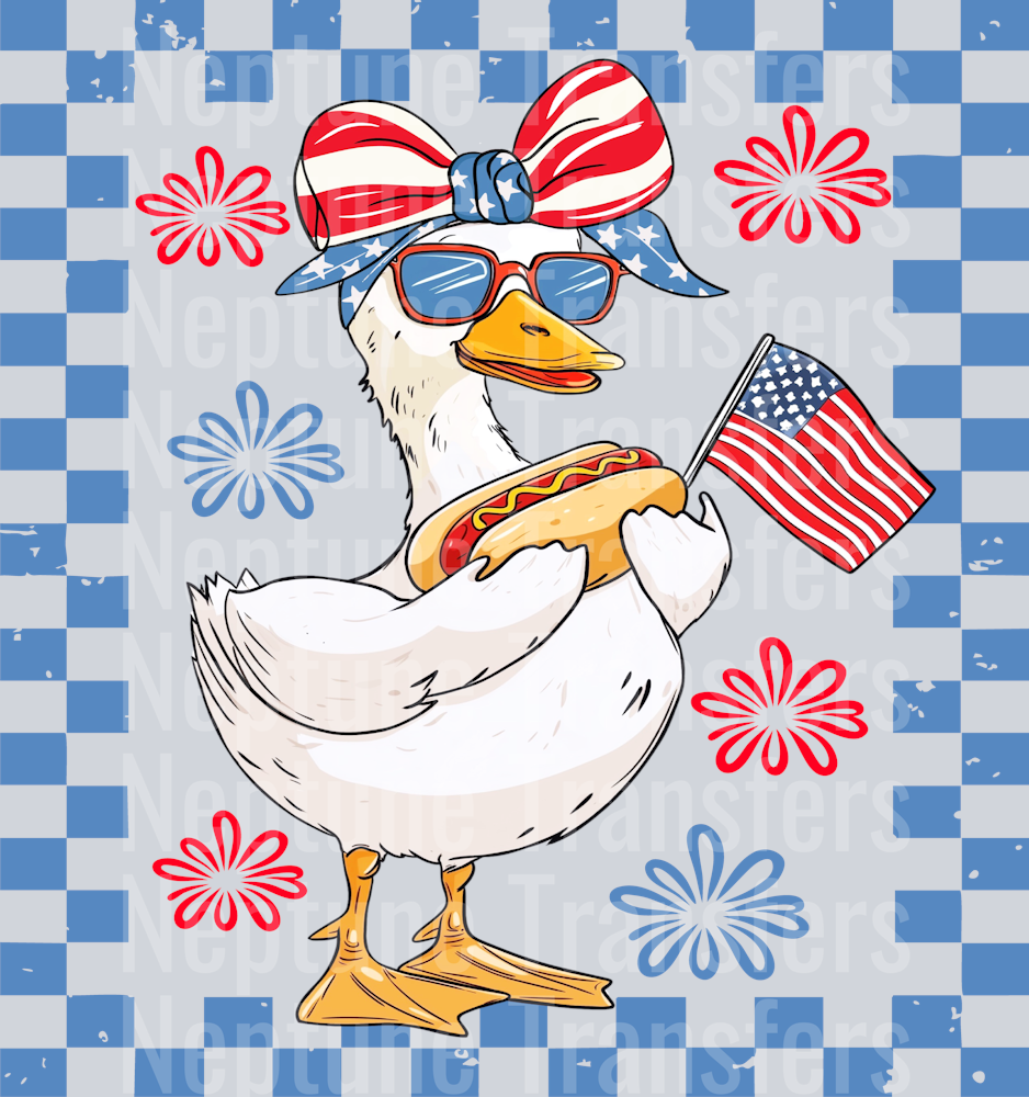 4th of July Goose with Bow Blue