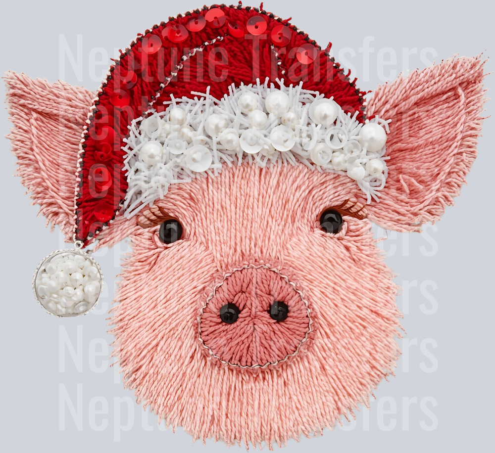 christmas pig faux yarn