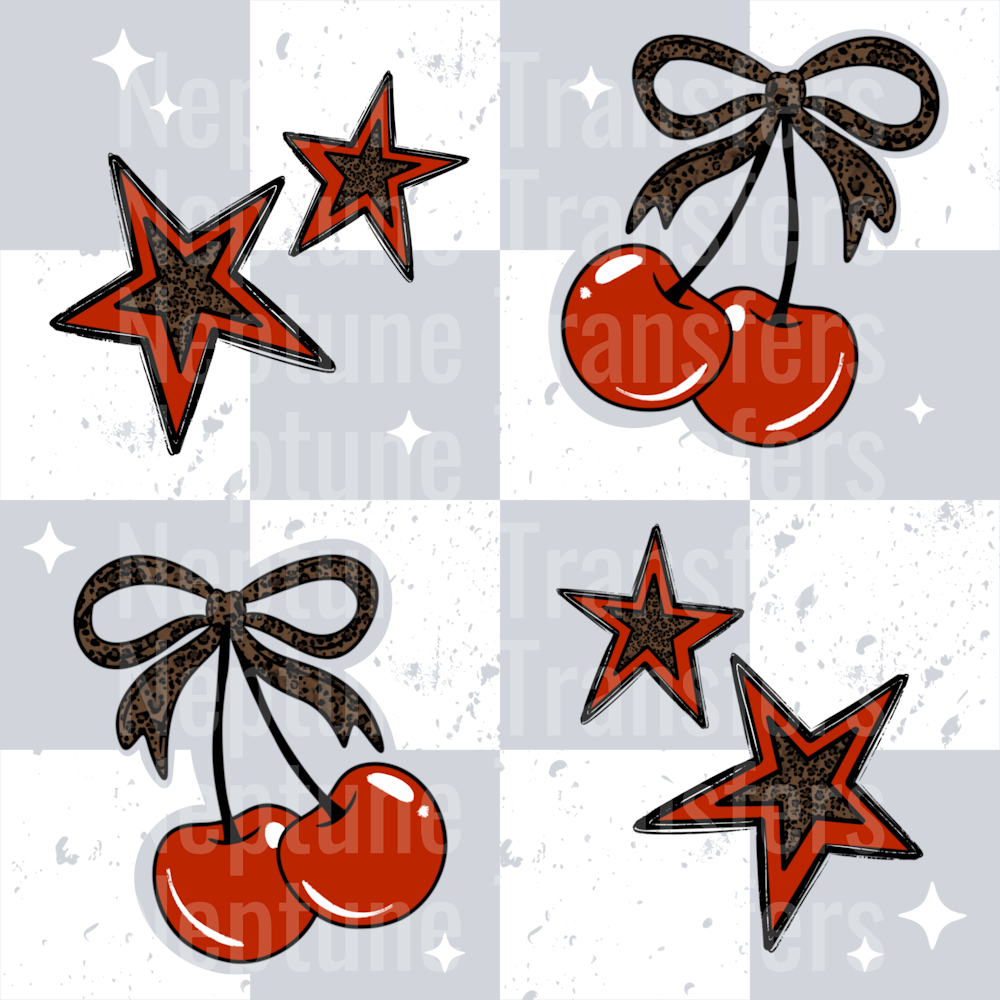 CHEETAH CHERRIES AND STARS WHITE