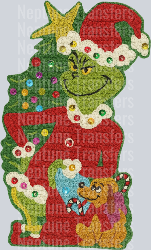 christmas character g dog faux yarn