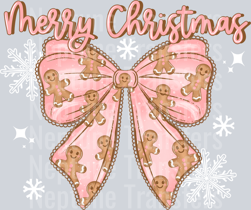 MERRY CHRISTMAS GINGERBREAD BOW