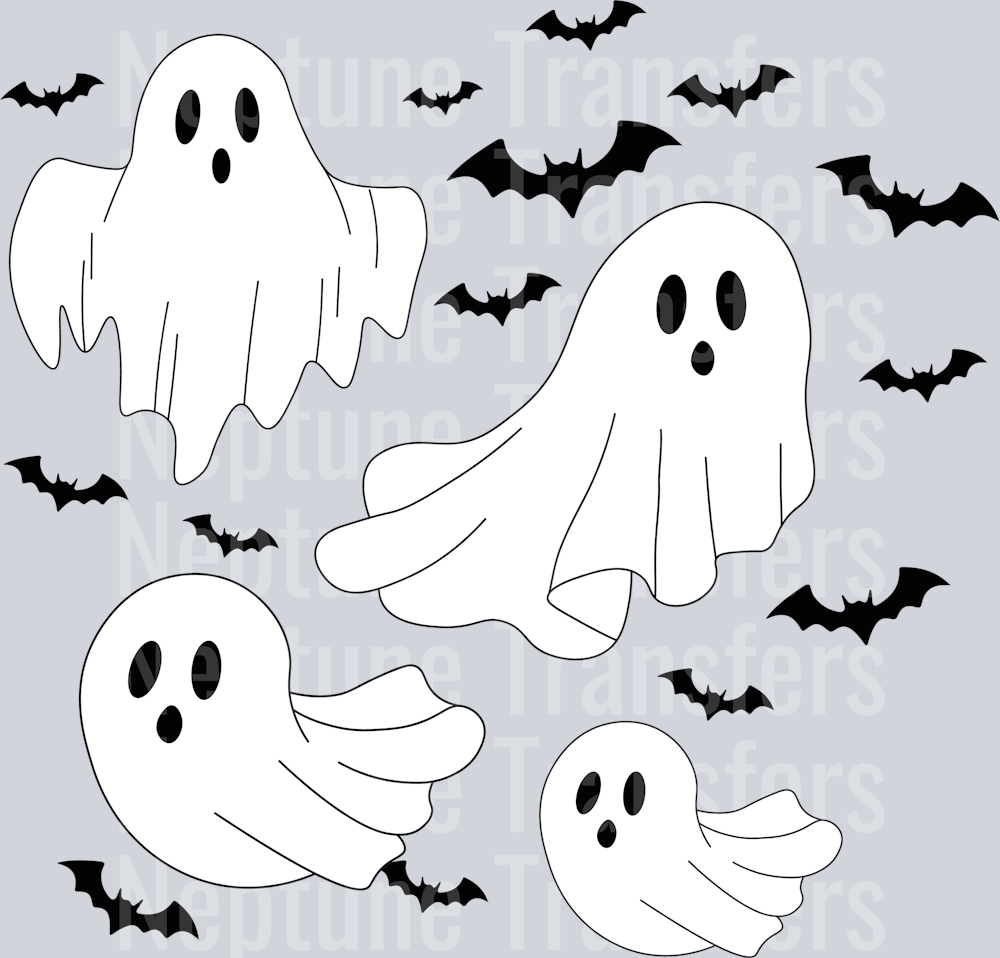 Cute Ghost and Bat Halloween