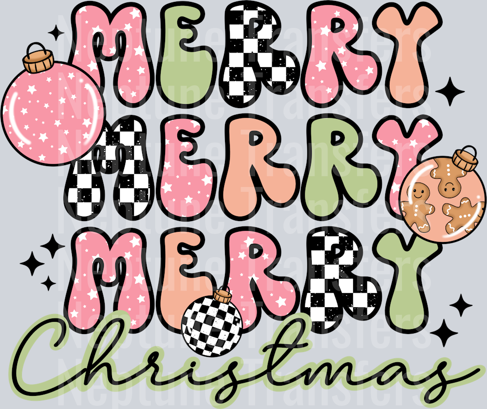 MERRY CHRISTMAS PINK AND GREEN