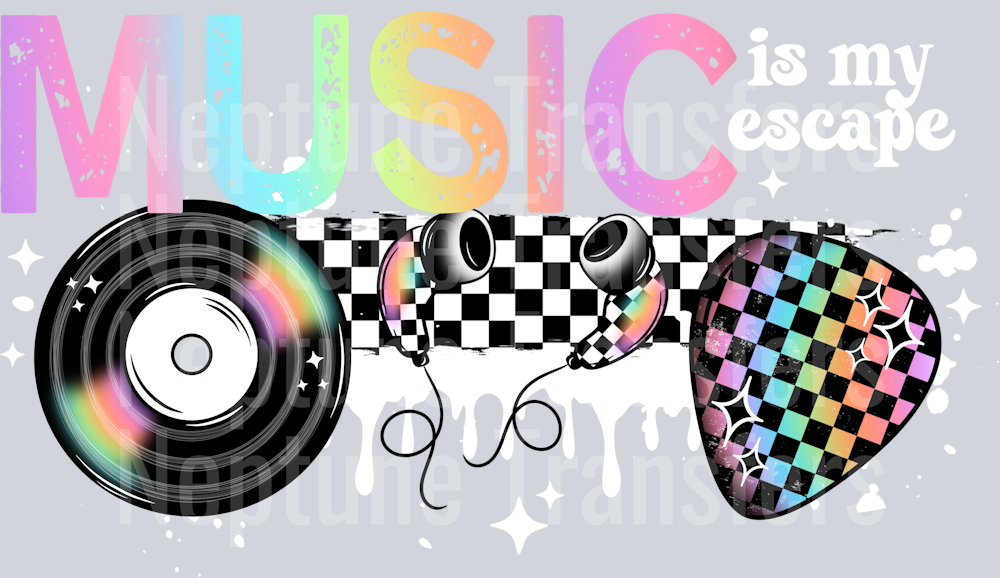 Music Is My Escape White Words