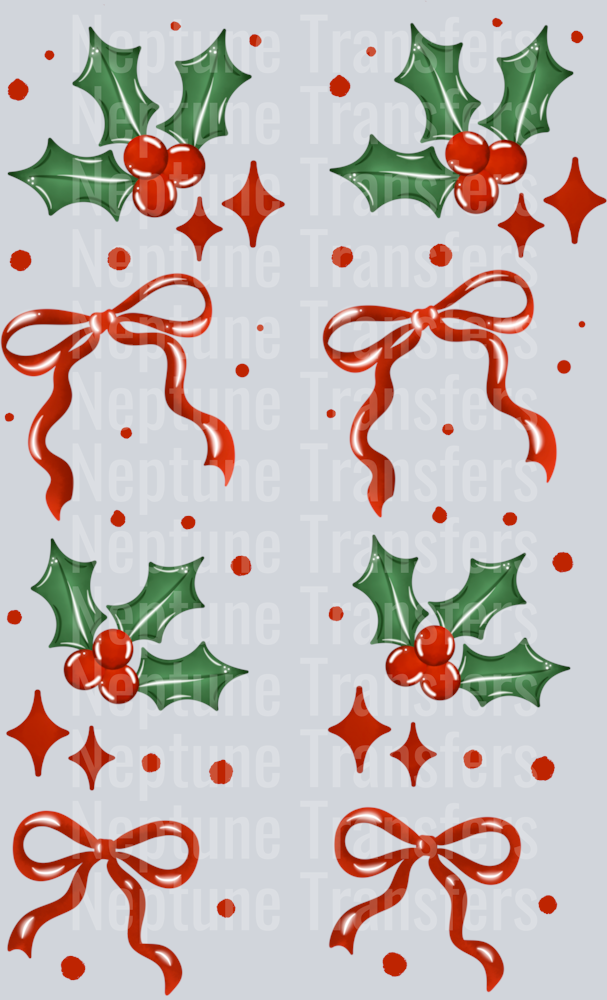 Holly Trees And Red Bow Sleeves
