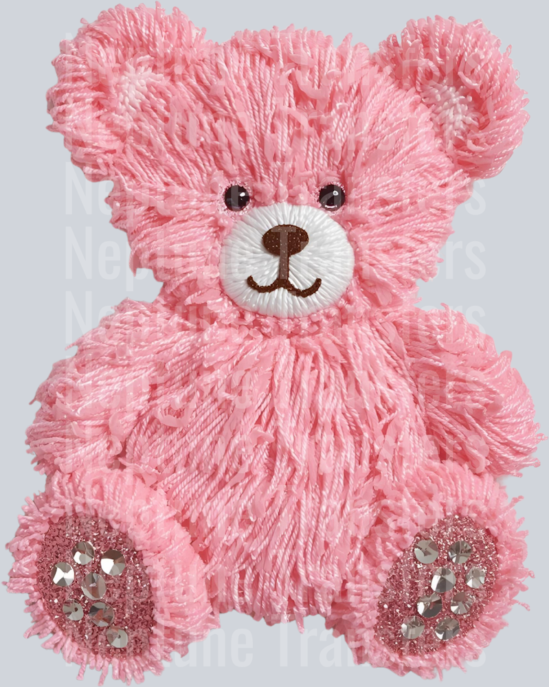 pink bear faux yarn